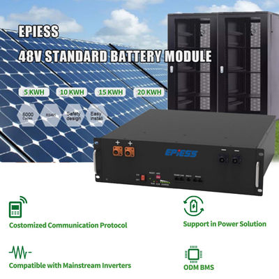51.2V 5.12KWh 48 Volt Bateria de íons de lítio montada para armazenamento de energia