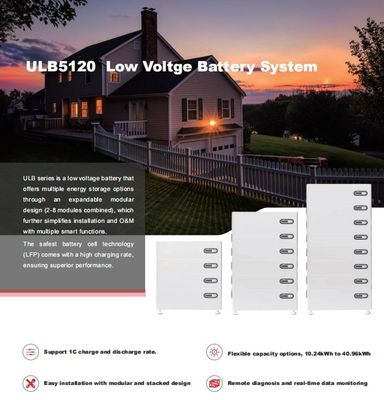 OEM 51.2V 10KW Lifepo4 Bateria de lítio empilhável para sistema de energia solar