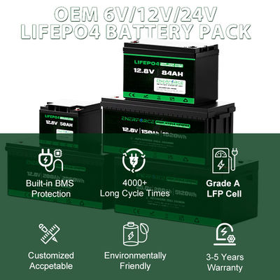 Enerforce 12V 100Ah Lifepo4 Bateria Recarregável Para Sistema de Armazenamento Solar Doméstico