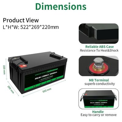LFP 24v 200ah Lifepo4 Bateria Preta Para Eletrodomésticos Sistema de armazenamento de energia solar